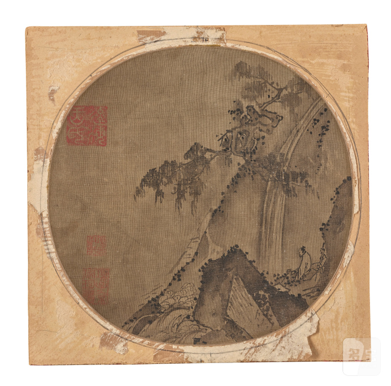 ANONYME (CHINE, DYNASTIE MING, 1368-1644)  Paysage montagneux avec un lettré et son serviteur